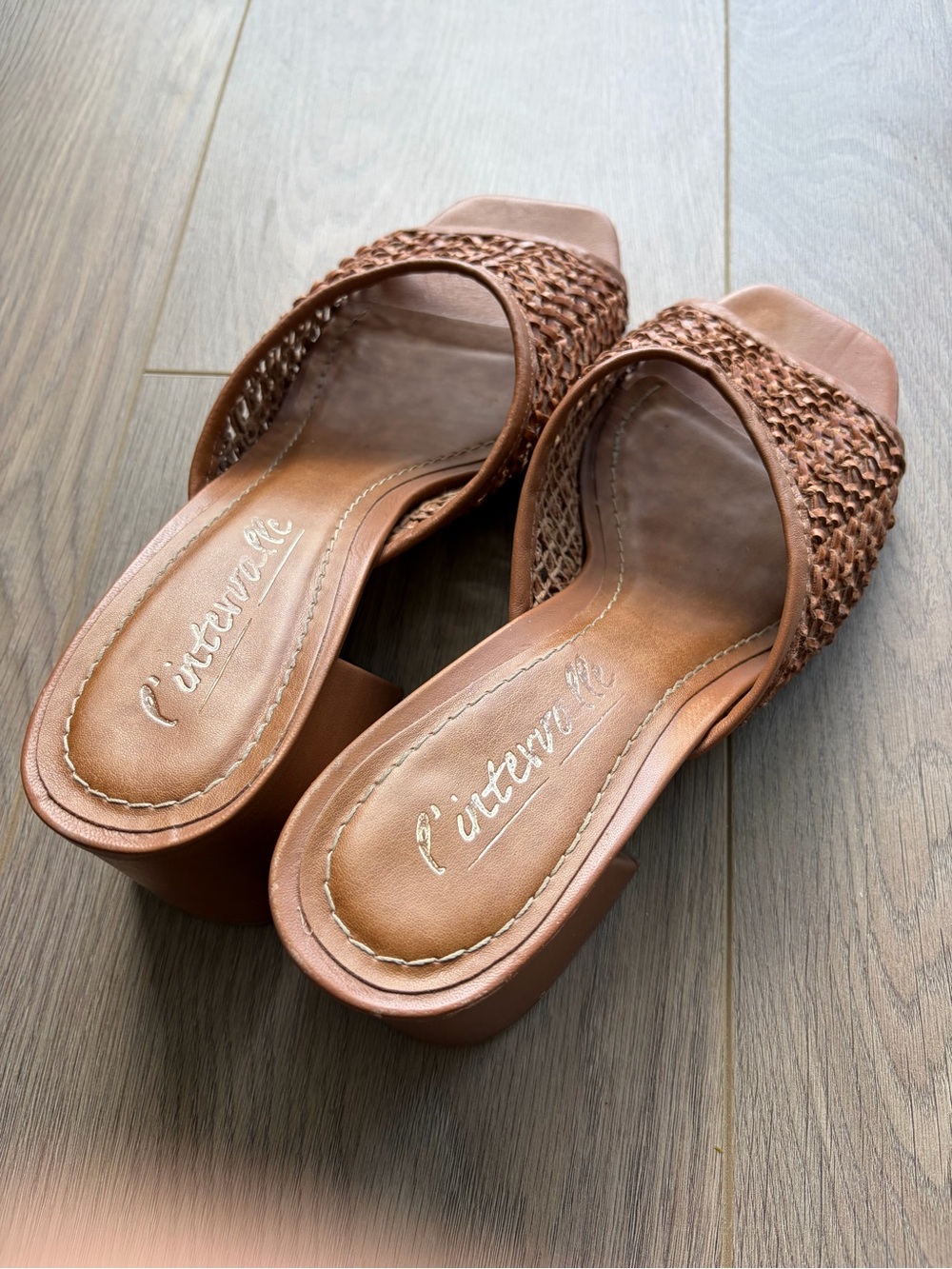 🤎✨ L'Intervalle Brown Woven Slide Mule Heels - Women's Size 9 ✨🤎 - Picture 7 of 15